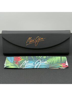 Maui Jim Small Black Tri-Fold Sunglasses Eyeglass Case Magnetic Cleaning Cloth